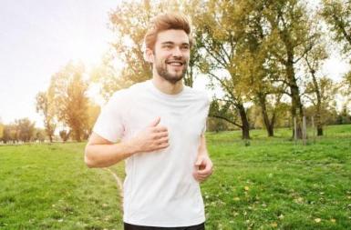 Man jogging happy hour